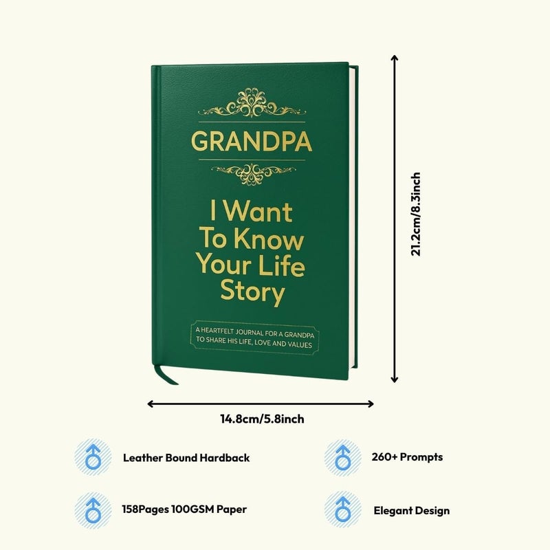 XKFCFC Grandpa I Want to Know Your Life Story Journal (Hardcover): Sentimental Gifts for Men – Perfect for Birthday, Thanksgiving Day, Fathers Day & Christmas - Image 2